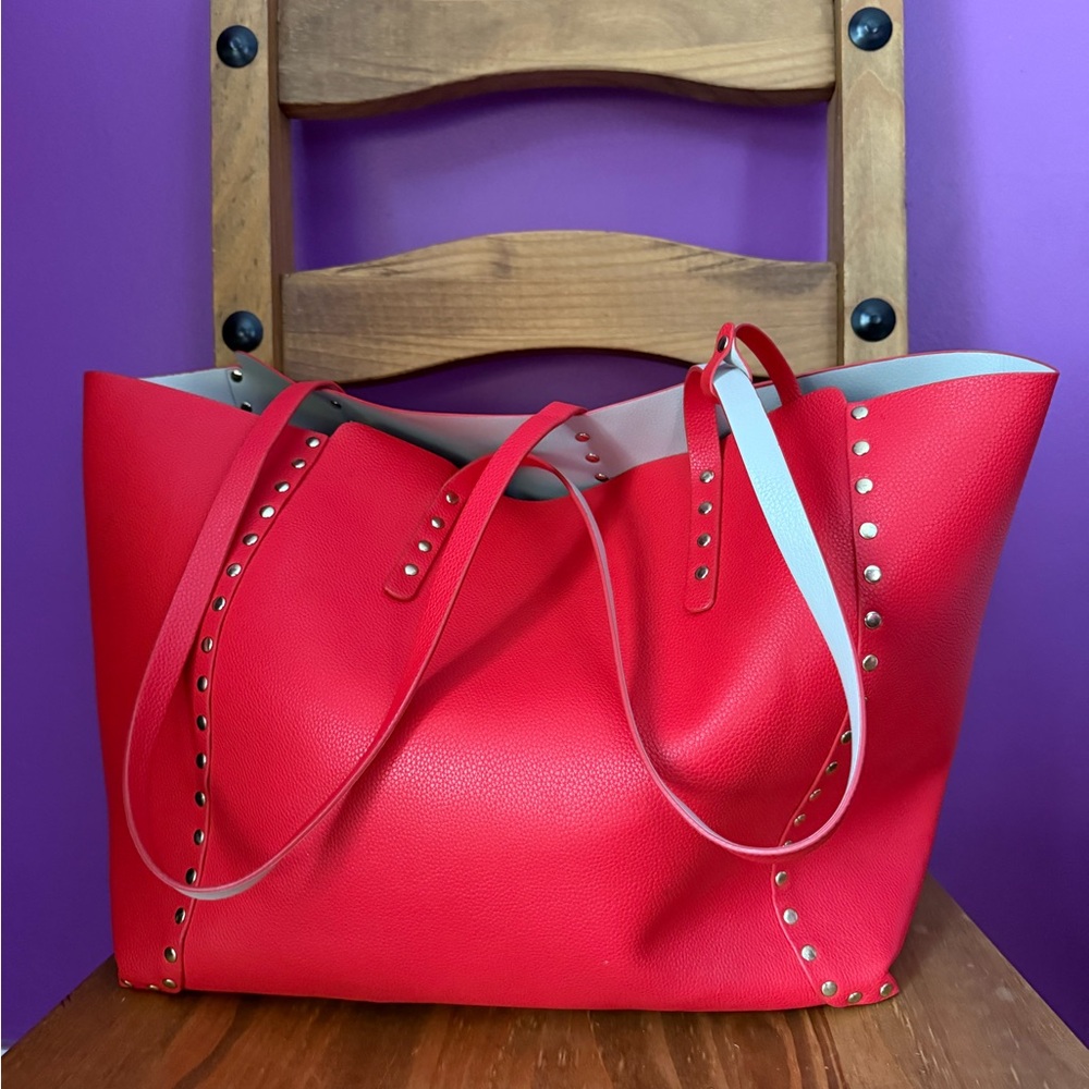 Zara Red Studded Tote Bag